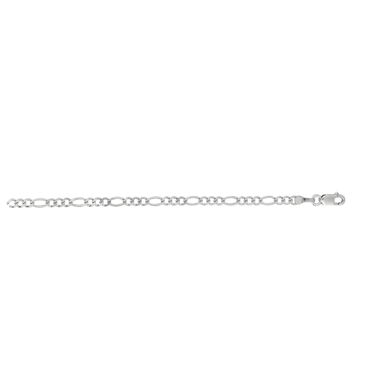 14K White Gold 7 2.6mm Figaro Chain Bracelet