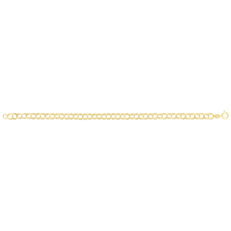 14K Yellow Gold 7 Small Double Link Charm Bracelet with Spring Ring
