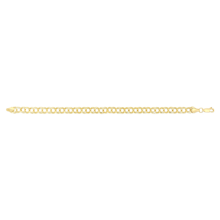 14K Yellow Gold 8 Medium Double Link Charm Bracelet