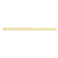 14K Yellow Gold 10mm Large Double Link Charm 8 Bracelet with Lobster Lock