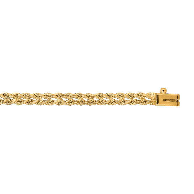 14K Yellow Gold 3.9mm Multi-Row Rope 8 Chain Bracelet Bracelet with Box Lock