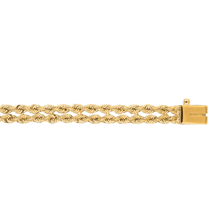 14K Yellow Gold 4.8mm Multi-Row Rope 7 Chain Bracelet Bracelet with Box Lock