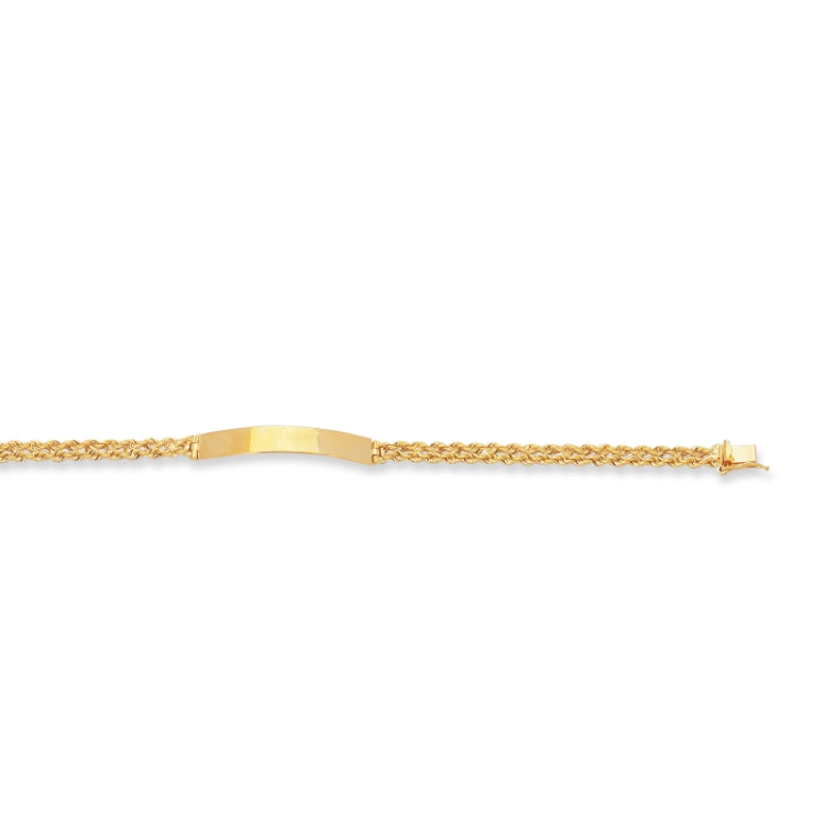 14K Yellow Gold 7.5 Rope Chain with Polished ID Bracelet