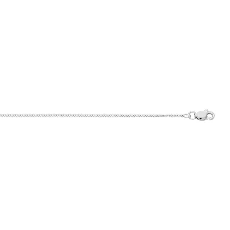 10K White Gold 0.78mm Classic Box 18 Chain with Lobster Lock