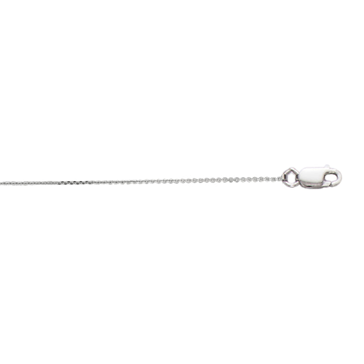 10K White Gold 0.87mm Diamond Cut Cable 16 Chain with Lobster Lock