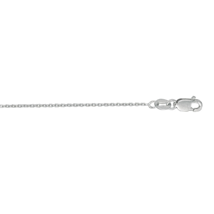 10K White Gold 1.1mm Diamond Cut Cable 18 Chain with Lobster Lock