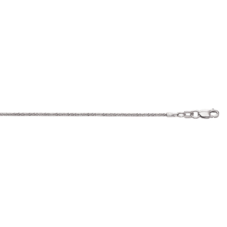 10K White Gold 1.5mm Sparkle 10 Chain Anklet with Lobster Lock
