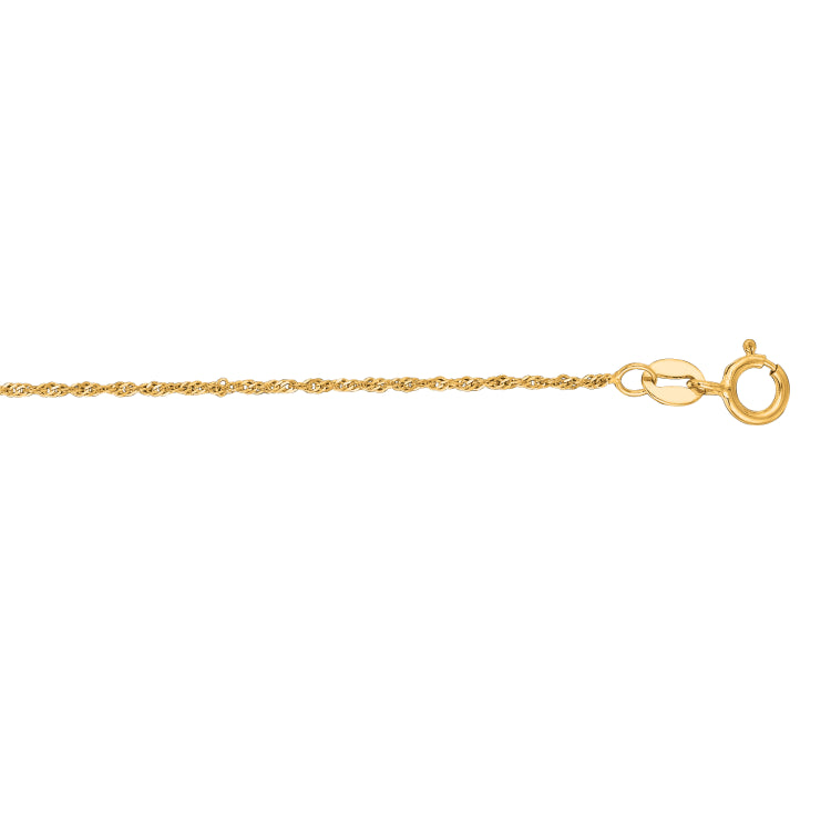 10K Yellow Gold 1.1mm Singapore 18 Chain with Spring Ring Clasp