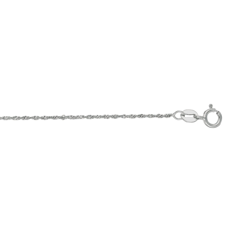 10K White Gold 1.1mm Singapore 16 Chain with Spring Ring Clasp