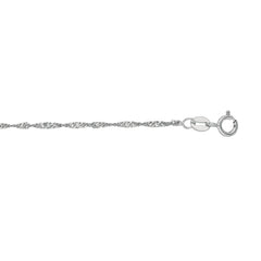 10K White Gold 1.5mm Singapore 7 Chain Bracelet with Spring Ring Clasp