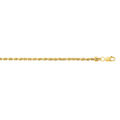 10K Yellow Gold 2.0mm Diamond Cut Lite Rope 16 Chain with Lobster Lock