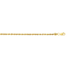 10K Yellow Gold 2.5mm Diamond Cut Lite Rope 7 Chain Bracelet with Lobster Lock