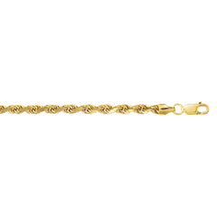 10K Yellow Gold 4.0mm Diamond Cut Lite Rope 20 Chain with Lobster Lock