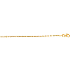 10K Yellow Gold 1.6mm Solid Diamond Cut Royal Rope 30 Chain with Lobster Lock