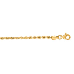 10K Yellow Gold 2mm Solid Diamond Cut Royal Rope 20 Chain with Lobster Lock