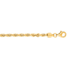 10K Yellow Gold 3.0mm Solid Diamond Cut Royal Rope 30 Chain with Lobster Lock