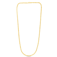 10K Yellow Gold 3.5mm Solid Diamond Cut Royal Rope 7 Chain Bracelet with Lobster Lock