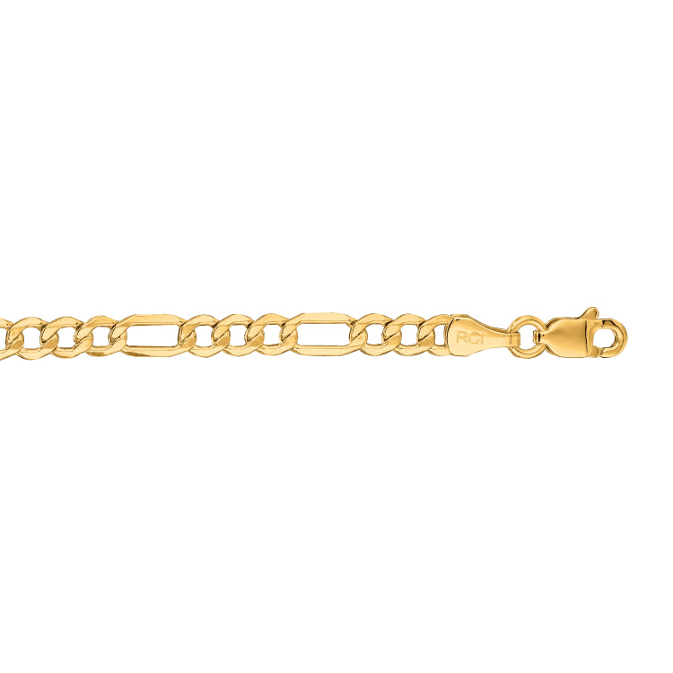 10K Yellow Gold 3.7mm Lite Figaro 20 Chain with Lobster Lock
