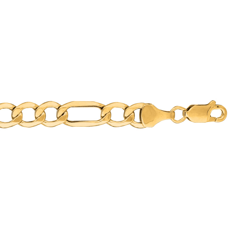 10K Yellow Gold 6.6mm Lite Figaro 8.5 Chain Bracelet with Lobster Lock