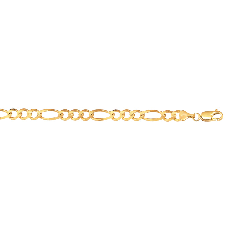 10K Yellow Gold 6.6mm Figaro 24 Chain with Lobster Lock