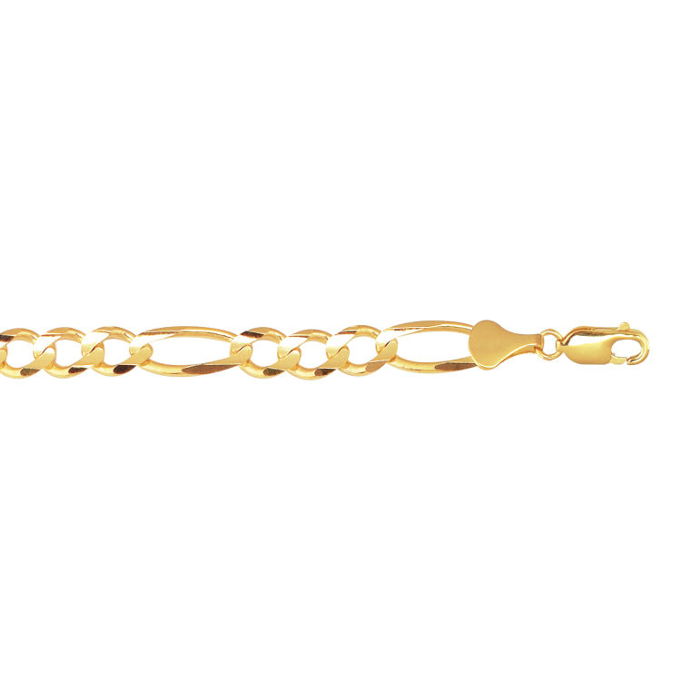 10K Yellow Gold 7.9mm Figaro 24 Chain with Lobster Lock