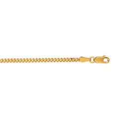 10K Yellow Gold 2.1mm Gourmette 20 Chain with Lobster Lock