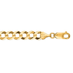10K Yellow Gold 7.0mm Comfort Curb 8.5 Chain Bracelet with Lobster Lock