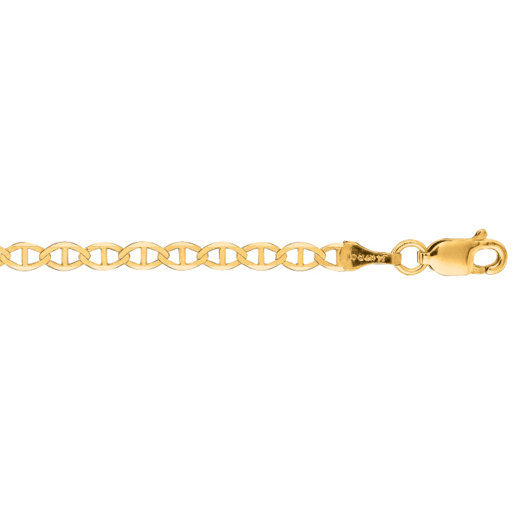 10K Yellow Gold 3.2mm Mariner 22 Chain with Lobster Lock