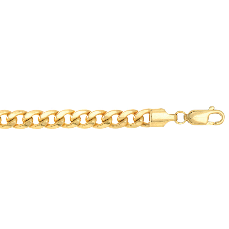 10K Yellow Gold 5.5mm Semi-Solid Miami Cuban 20 Chain with Lobster Lock