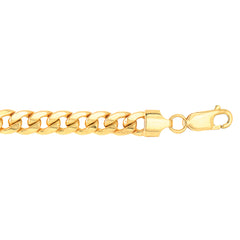 10K Yellow Gold 7mm Semi-Solid Miami 22 Chain with Lobster Lock