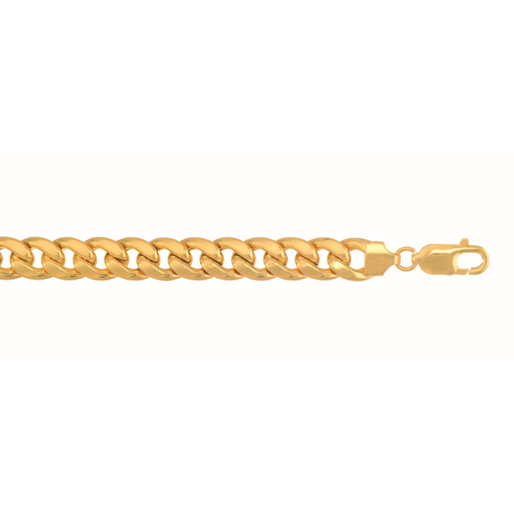10K Yellow Gold 8.0mm Semi-Solid Miami Cuban 24 Chain with Lobster Lock