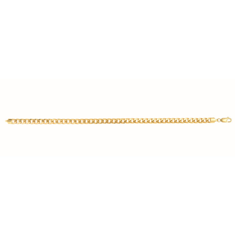 10K Yellow Gold 4.5mm Semi-Solid Miami Cuban 8.5 Chain Bracelet with Lobster Lock