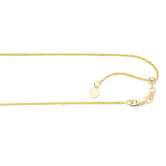10K Yellow Gold 1.0mm Adjustable (adjusts up to 22 inches) Wheat 22 Chain with Lobster Lock