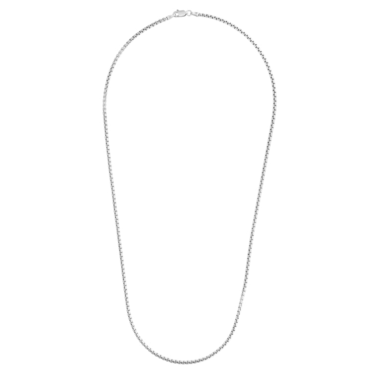 Sterling Silver 2mm Round Box 22 Chain with Lobster Clasp