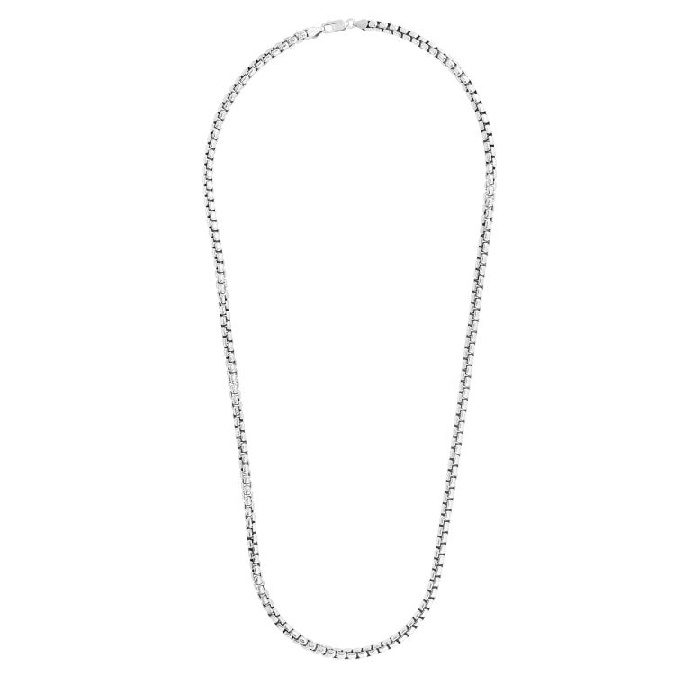 Sterling Silver 4.4mm Round Box 24 Chain with Lobster Clasp