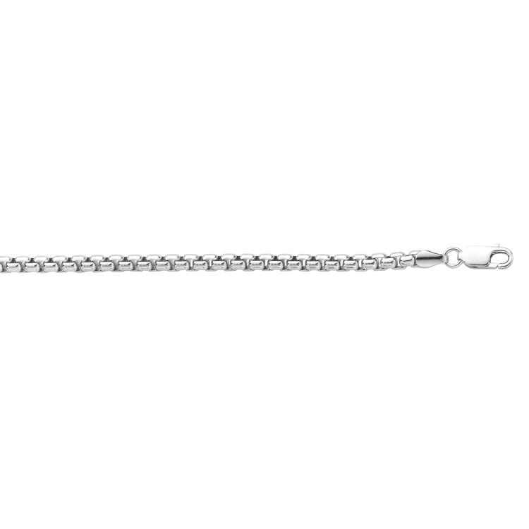 Sterling Silver 3.80mm Round Box 22 Chain with Lobster Clasp