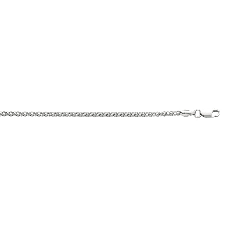 Sterling Silver 2.5mm Popcorn 24 Chain with Lobster Clasp