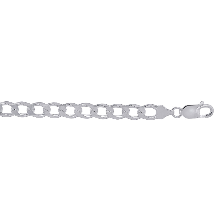 Sterling Silver 7.8mm Comfort Curb 8.5 Chain Bracelet with Lobster Clasp