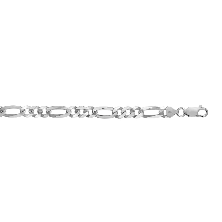 Sterling Silver 7.8mm Figaro 20 Chain with Lobster Clasp