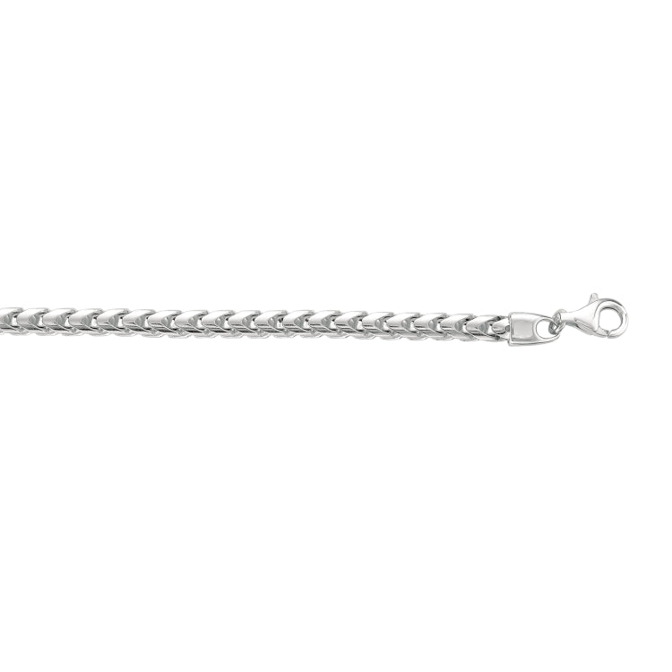 Sterling Silver 4.80mm Square Franco 24 Chain with Lobster Clasp