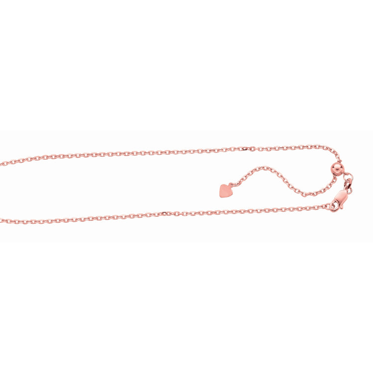 Sterling Silver 1.8mm Adjustable Rose Cable 22 Chain with Lobster Clasp