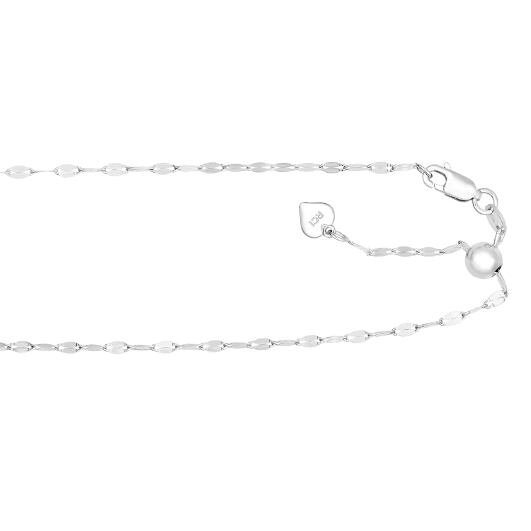 Silver 2.3mm Adjustable Mirror 22 Chain with Lobster Lock