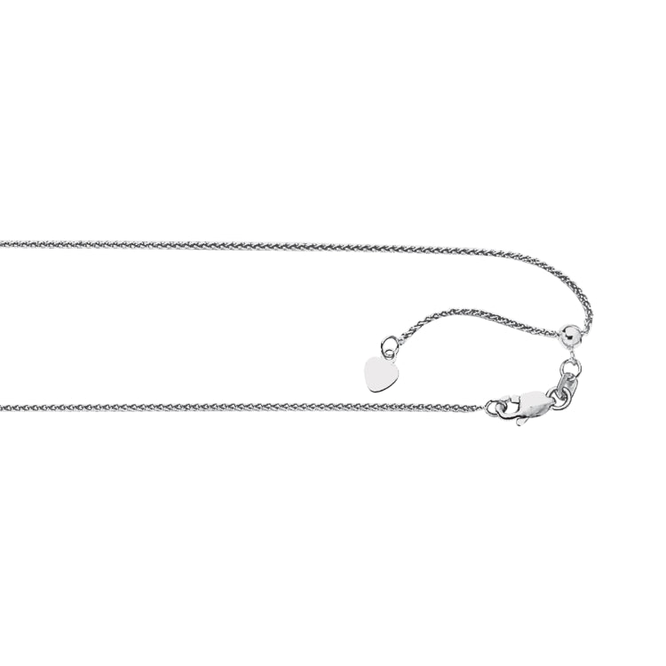 Silver 1.1mm Adjustable Wheat 22 Chain with Lobster Lock
