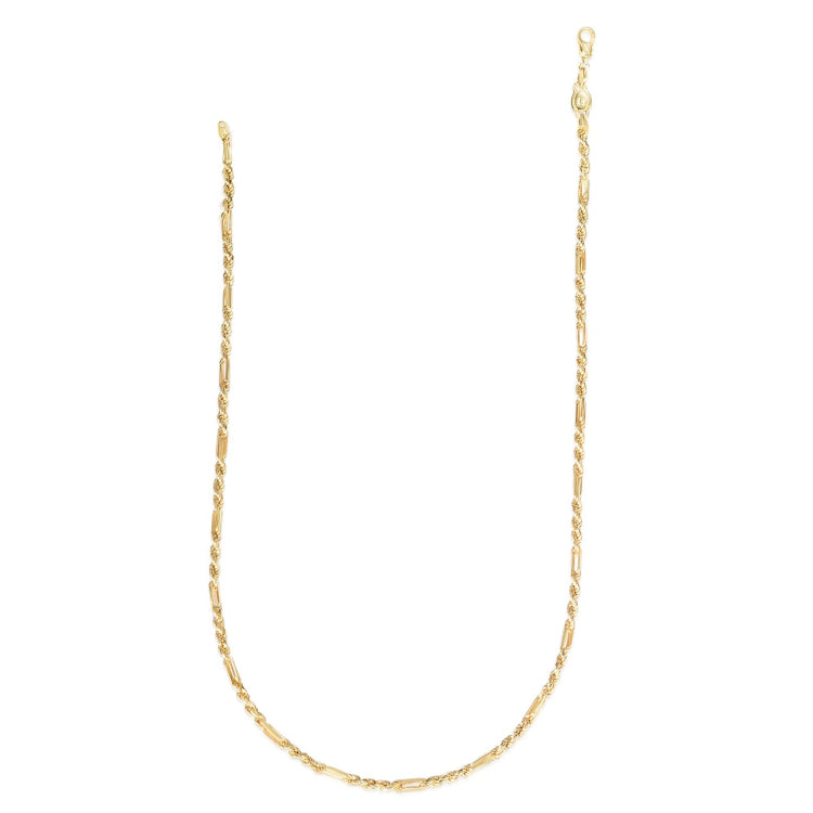 14K Yellow Gold 3mm Figarope 22 Chain with Lobster Lock