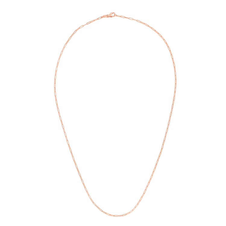 14K Rose Gold 1.5mm Paperclip 18 Chain with Lobster Lock