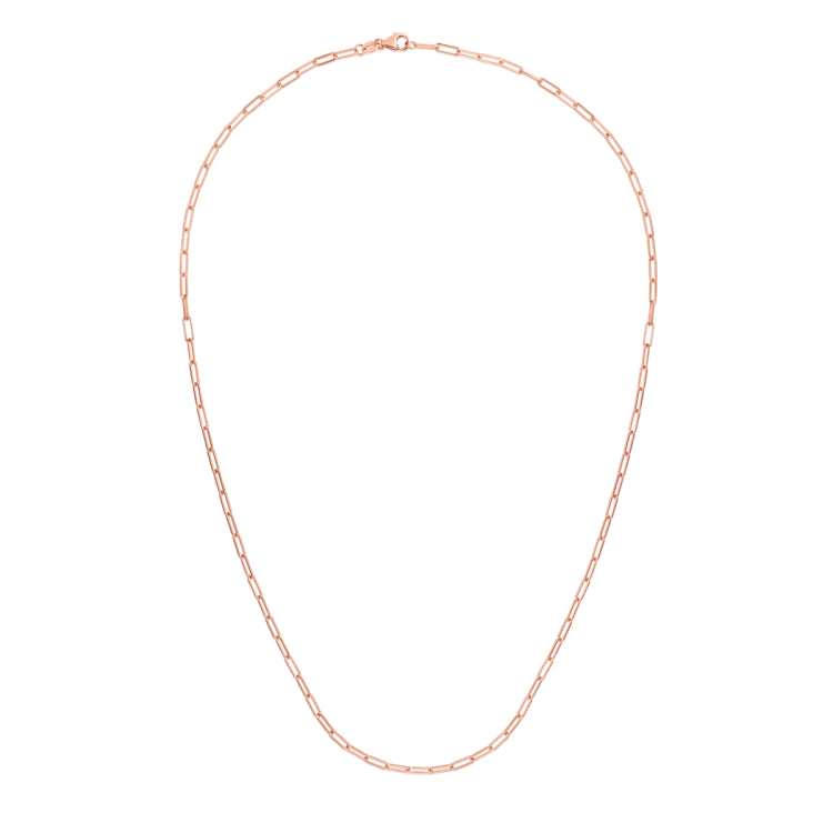 14K Rose Gold 2.1mm Paperclip 16 Chain with Lobster Lock