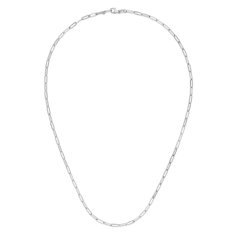 14K White Gold 18 2.5mm Paperclip Chain with Lobster Lock