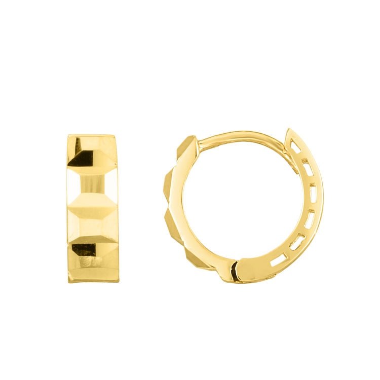 14K Yellow Gold Faceted Huggie