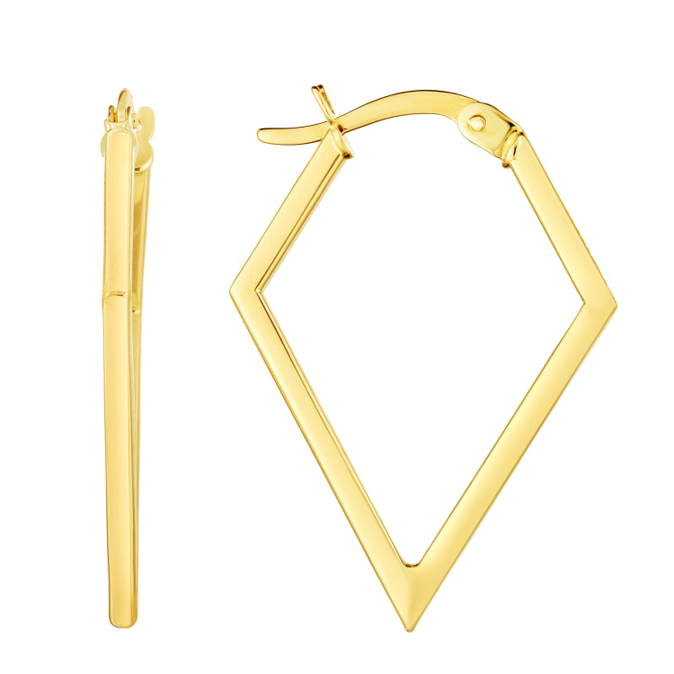 14K Yellow Gold Geometric Hoop Earrings