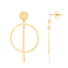 14K Yellow Gold Geometric Drop Earrings